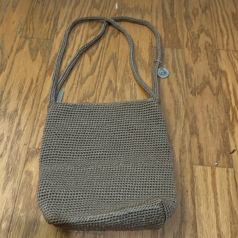 The Sak Women’s Light Brown Crochet Shoulder Bag with Zipper Closure